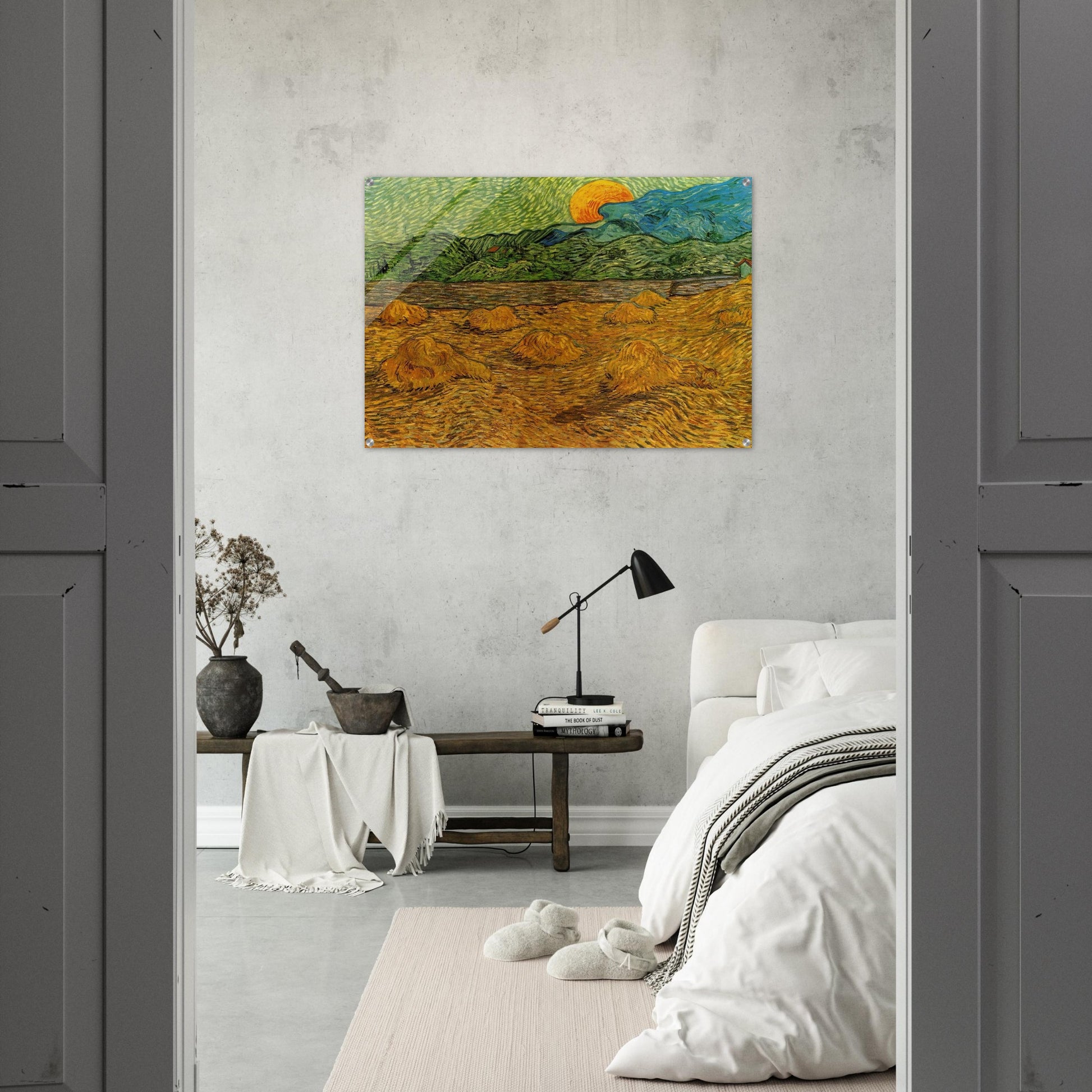 Evening Landscape with Rising Moon - Vincent van Gogh Acrylic Print - 70x100 cm / 28x40″ inches | Vincent van Gogh Wall Art | Vincent van Gogh Prints