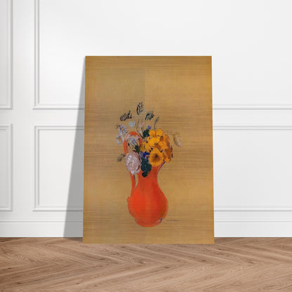 FLOWERS IN A RED PITCHER - Odilon Redon Brushed Aluminum Print - 70x100 cm / 28x40 inches | Odilon Redon Aluminum Print | Odilon Redon Prints