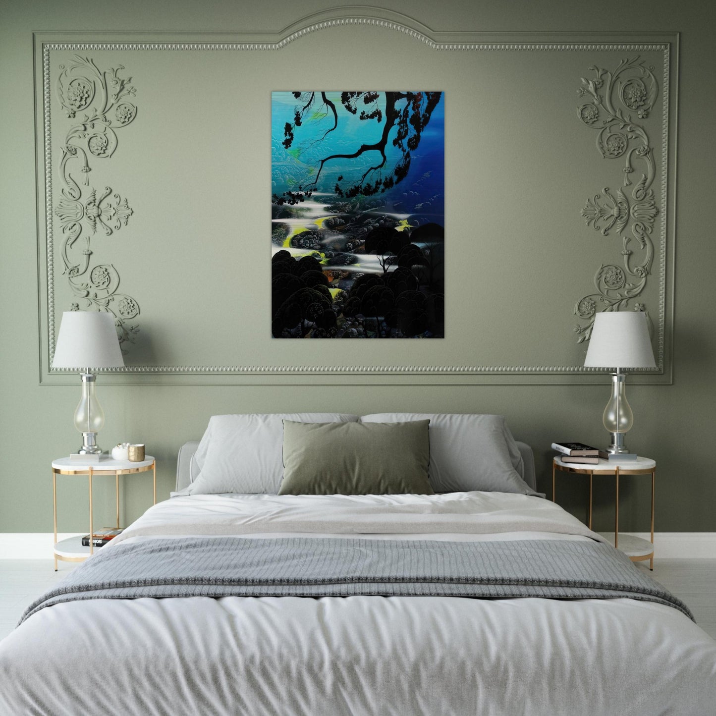 Days End - Eyvind Earle Brushed Aluminum Print - 70x100 cm / 28x40 inches | Eyvind Earle Aluminum Print | Eyvind Earle Prints
