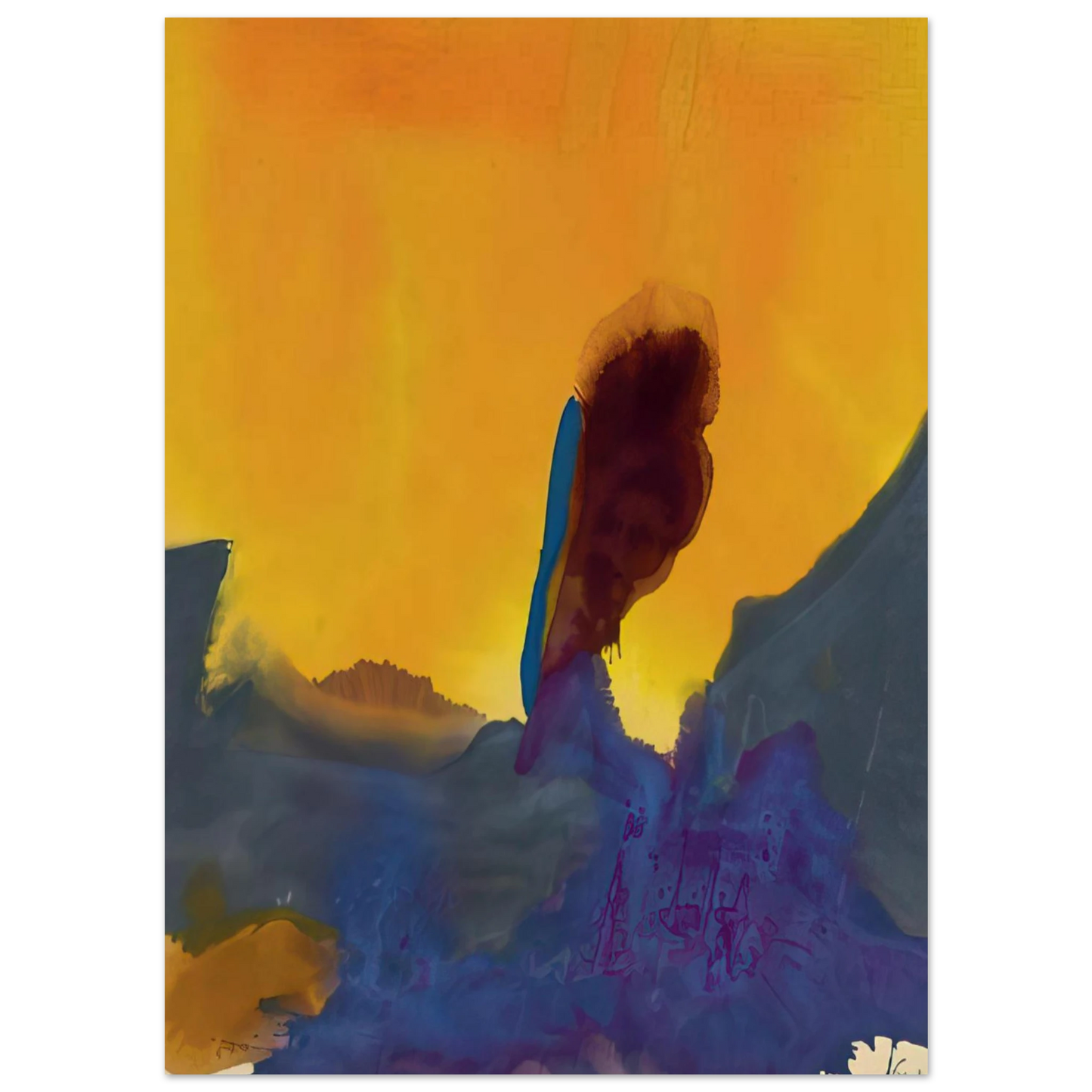 Helen Frankenthaler - Glow II - 1968 Wall art - 20x25 cm / 8x10 inches - Premium Wooden Framed Poster With Fine Art Paper-canvas - Wood frame