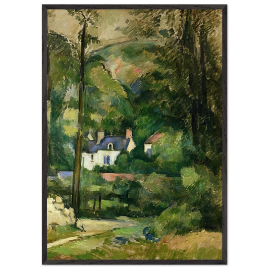 Houses in the Greenery - Paul Cezanne 70x100 cm / 28x40 inches Framed Art Print – Black Wooden Frame