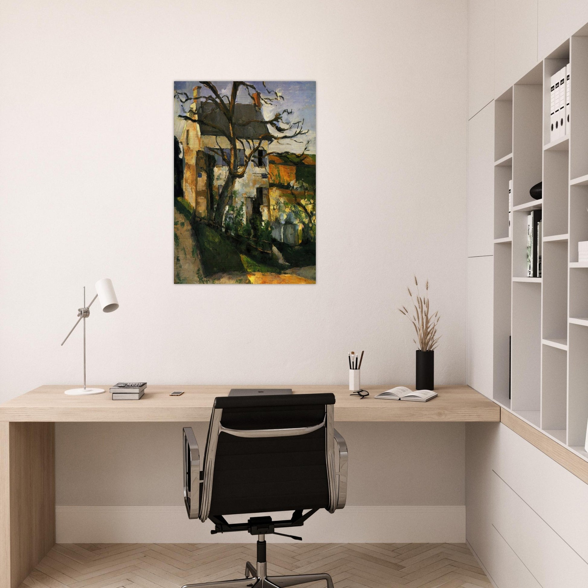 The House and the Tree - Paul Cézanne Brushed Aluminum Print - 70x100 cm / 28x40 inches | Paul Cézanne Aluminum Print | Paul Cézanne Prints