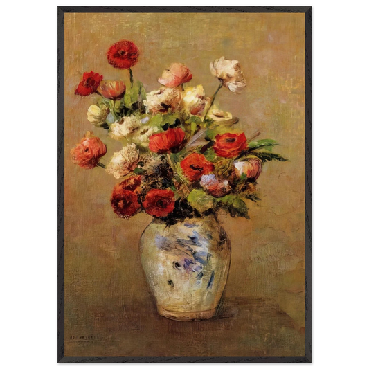 BOUQUET OF FLOWERS N3 - Odilon Redon 70x100 cm / 28x40 inches Framed Art Print – Black Wooden Frame