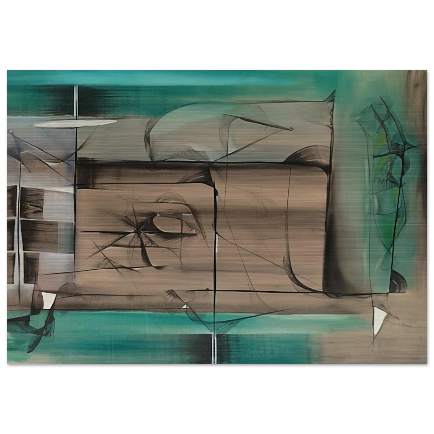 Abstraction in Green and Black - 1946 - Jimmy Ernst Brushed Aluminum Print - 70x100 cm / 28x40 inches | Jimmy Ernst Aluminum Print | Jimmy Ernst Prints