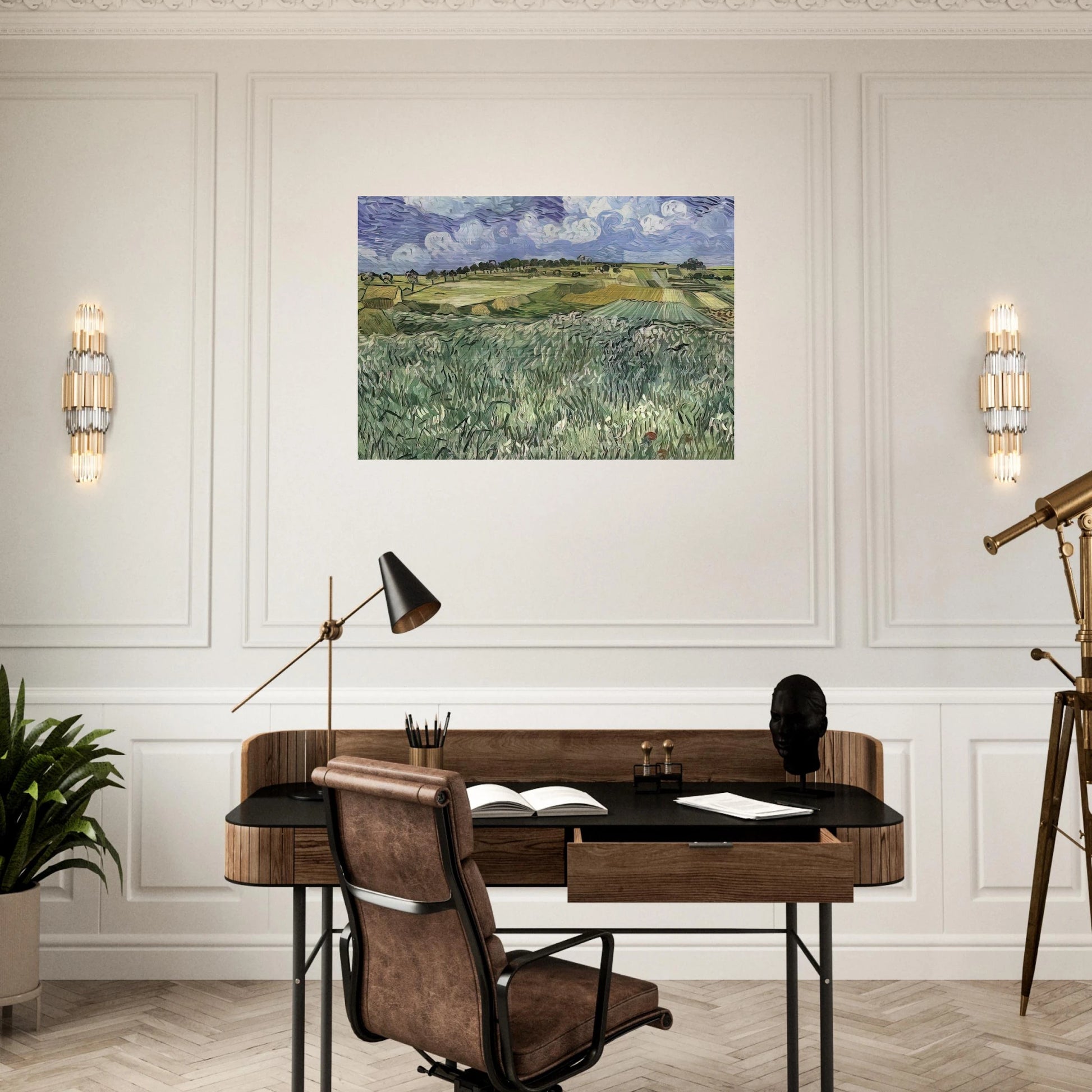 Plain near Auvers - Vincent van Gogh Brushed Aluminum Print - 70x100 cm / 28x40 inches | Vincent van Gogh Aluminum Print | Vincent van Gogh Prints