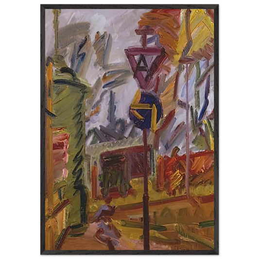 PARK VILLAGE - Frank Auerbach 70x100 cm / 28x40 inches Framed Art Print – Black Wooden Frame