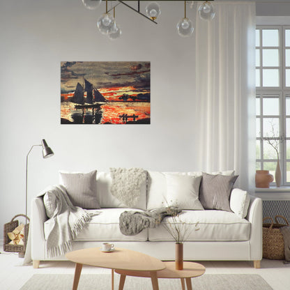SUNSET FIRES - Winslow Homer Brushed Aluminum Print - 70x100 cm / 28x40 inches | Winslow Homer Aluminum Print | Winslow Homer Prints
