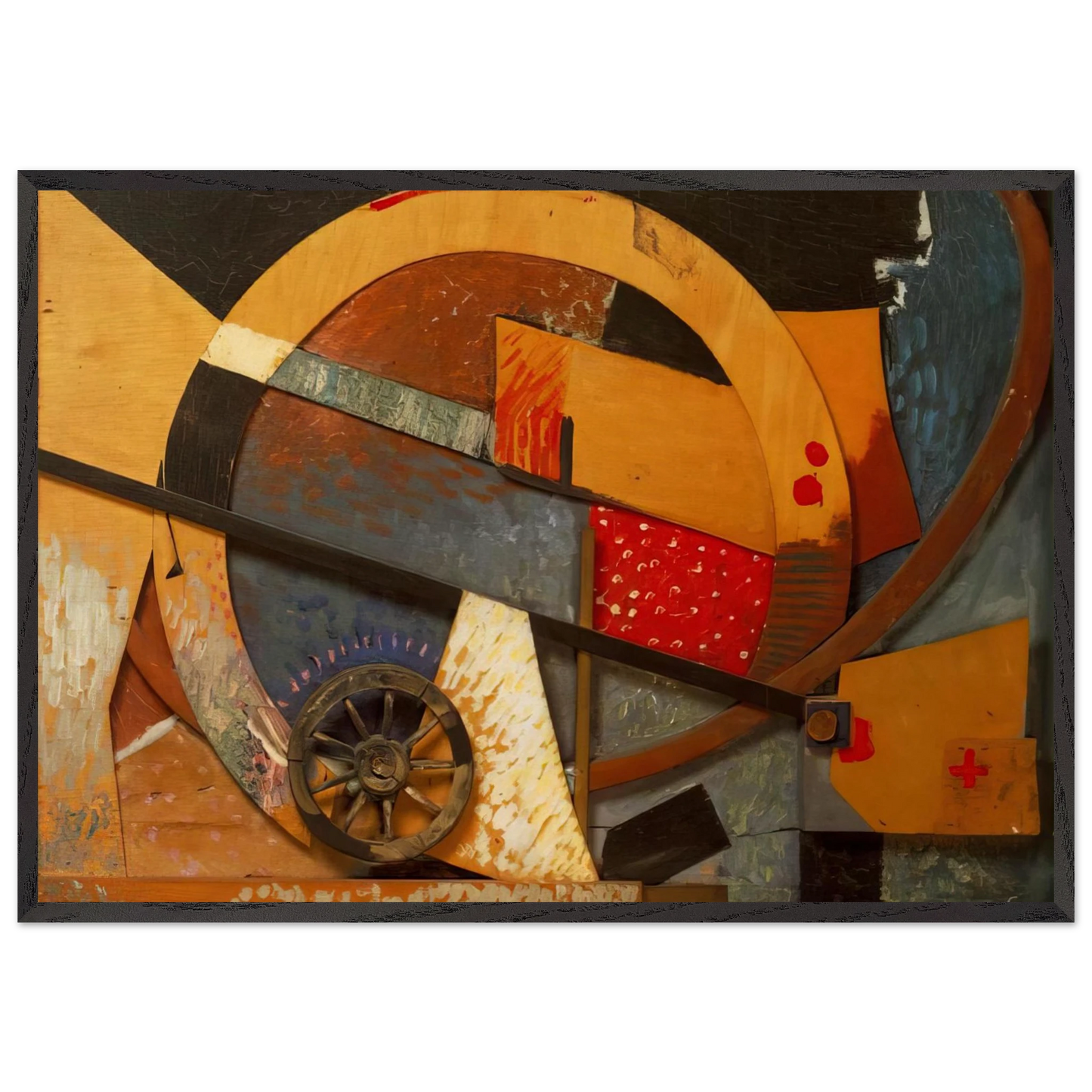 NEW MERZPICTURE 1931 - Kurt Schwitters 70x100 cm / 28x40 inches Framed Art Print – Black Wooden Frame