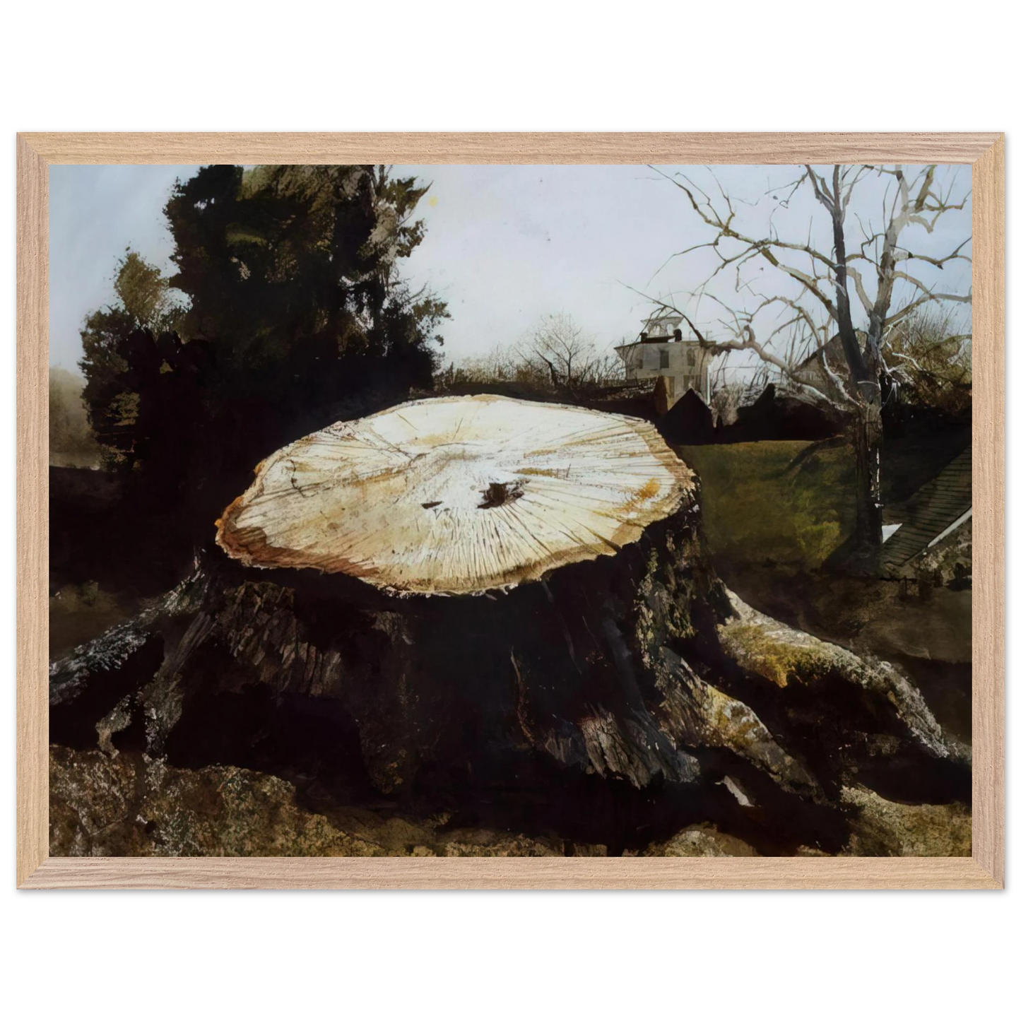 Andrew Wyeth - THE BIG OAK Wall Art - 21x29.7 cm / 8x12" - Premium Wooden Framed Poster With Fine Art Paper-canvas - White frame