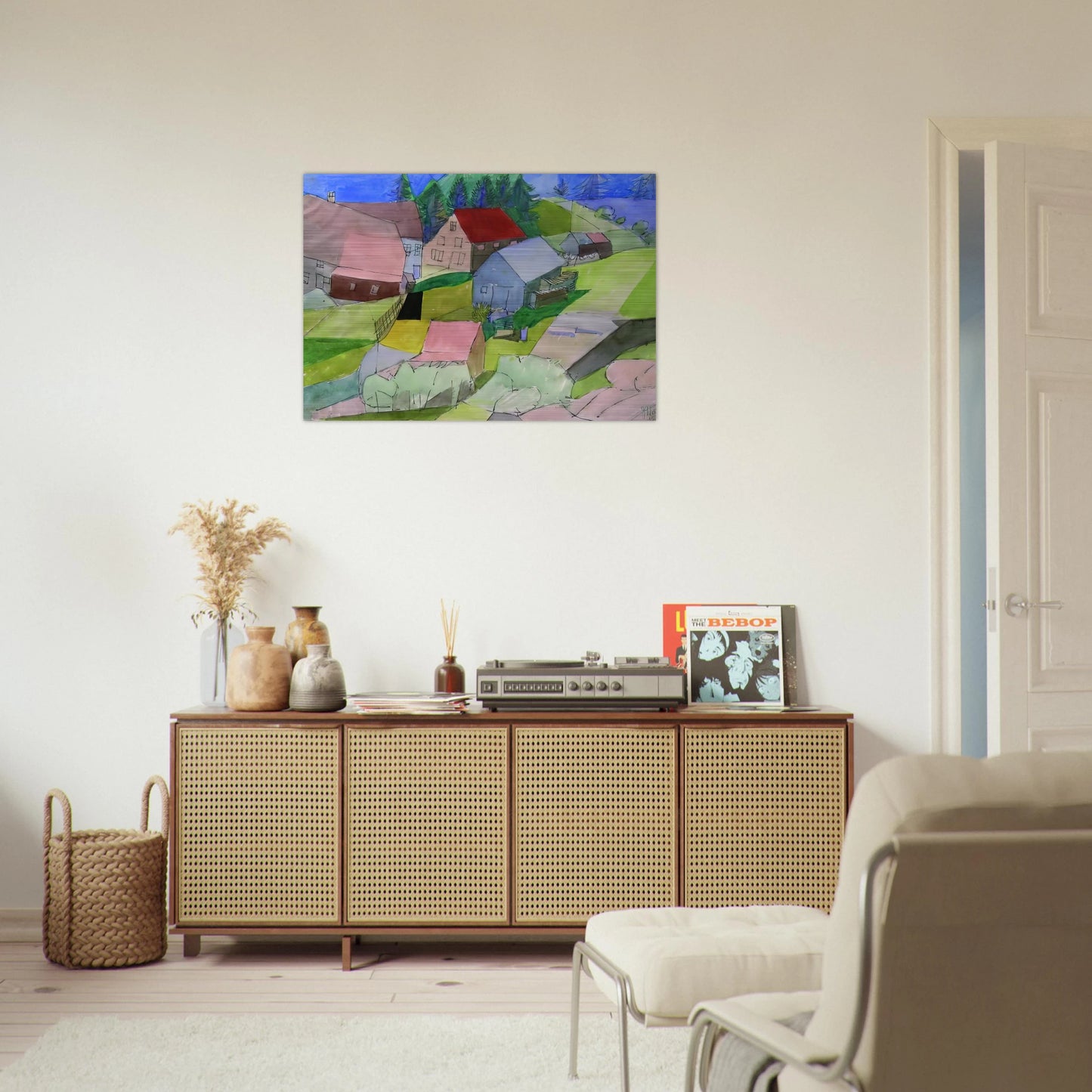 Häuser im Schwarzwald - Naïve Art Primitivism - Johannes Itten Brushed Aluminum Print - 70x100 cm / 28x40 inches | Johannes Itten Aluminum Print | Johannes Itten Prints