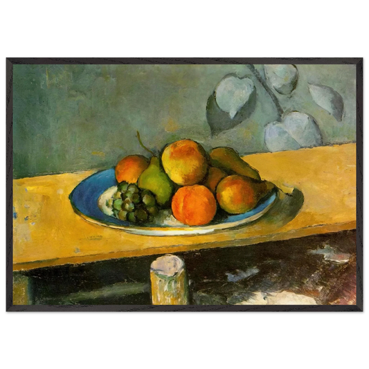 Apples Pears and Grapes - Paul Cezanne 70x100 cm / 28x40 inches Framed Art Print – Black Wooden Frame
