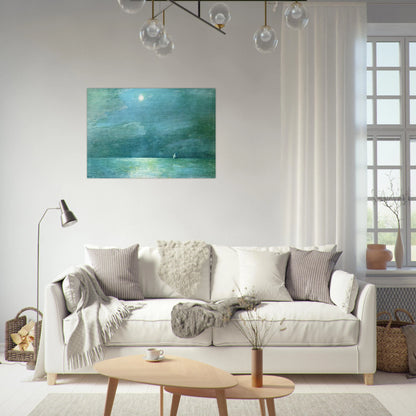 Moonlight on the Sound - Childe Hassam Brushed Aluminum Print - 70x100 cm / 28x40 inches | Childe Hassam Aluminum Print | Childe Hassam Prints