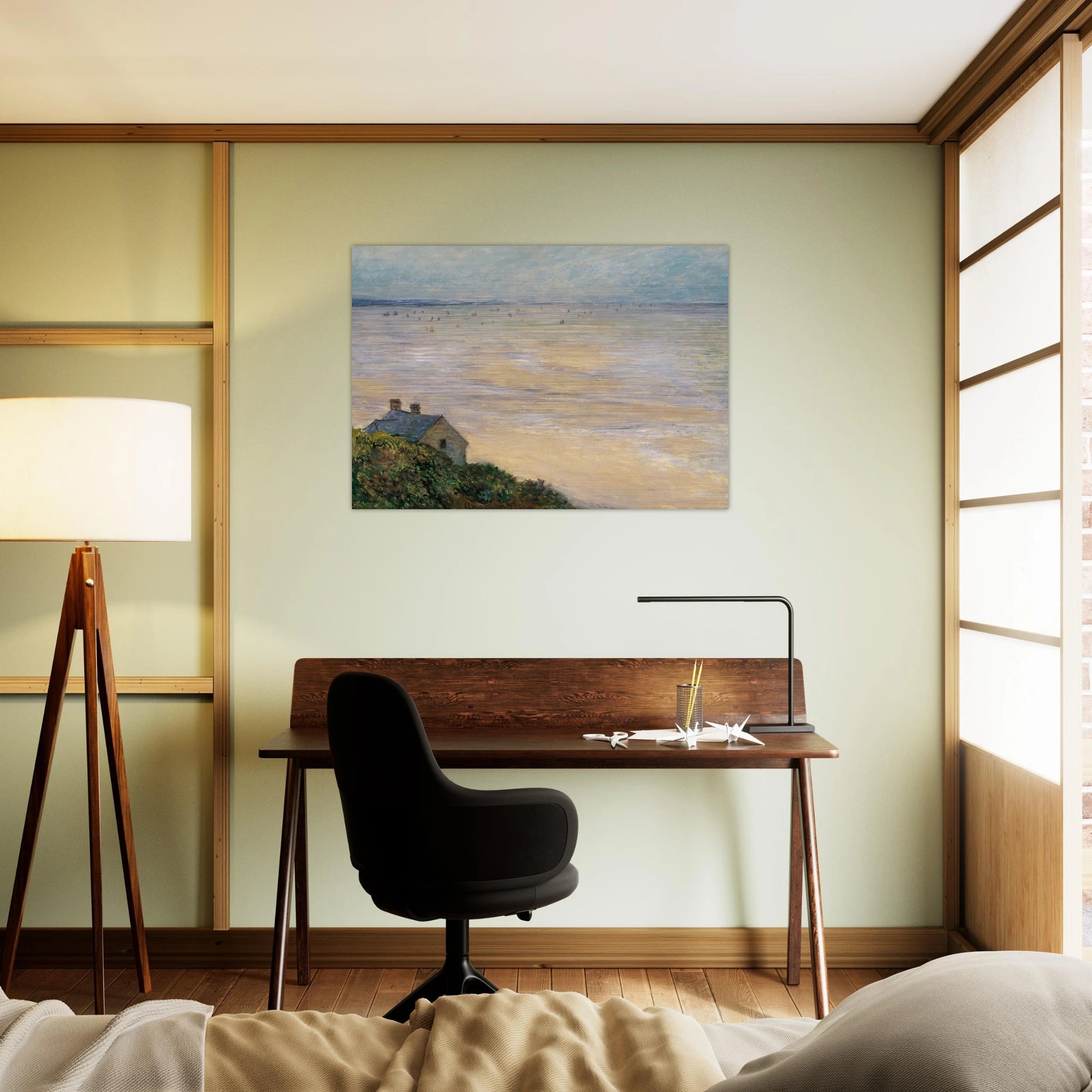 The Hut at Trouville, Low Tide - claude monet Brushed Aluminum Print - 70x100 cm / 28x40 inches | claude monet Aluminum Print | claude monet Prints