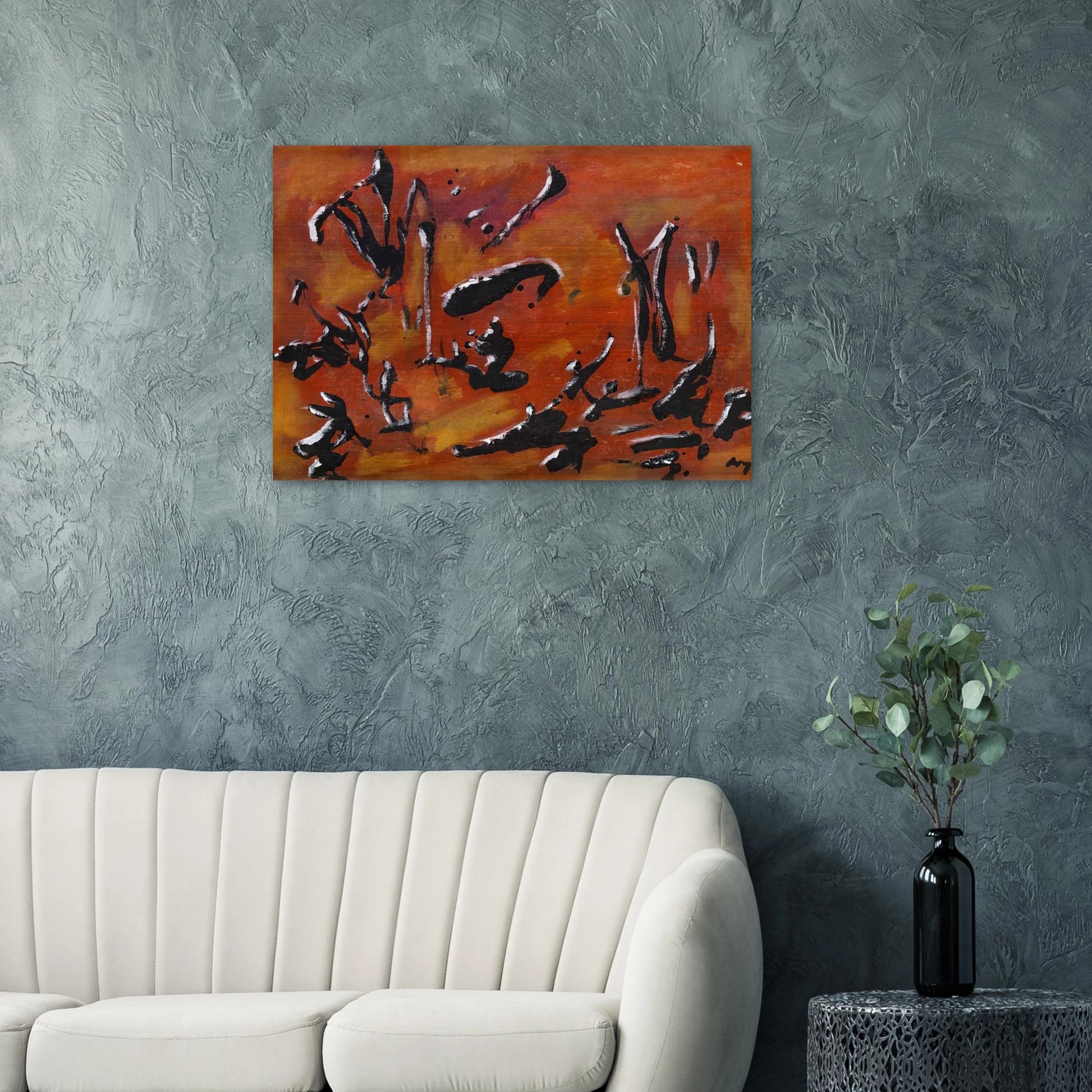 RED ABSTRACT COMPOSITION - Henri Michaux Brushed Aluminum Print - 70x100 cm / 28x40 inches | Henri Michaux Aluminum Print | Henri Michaux Prints