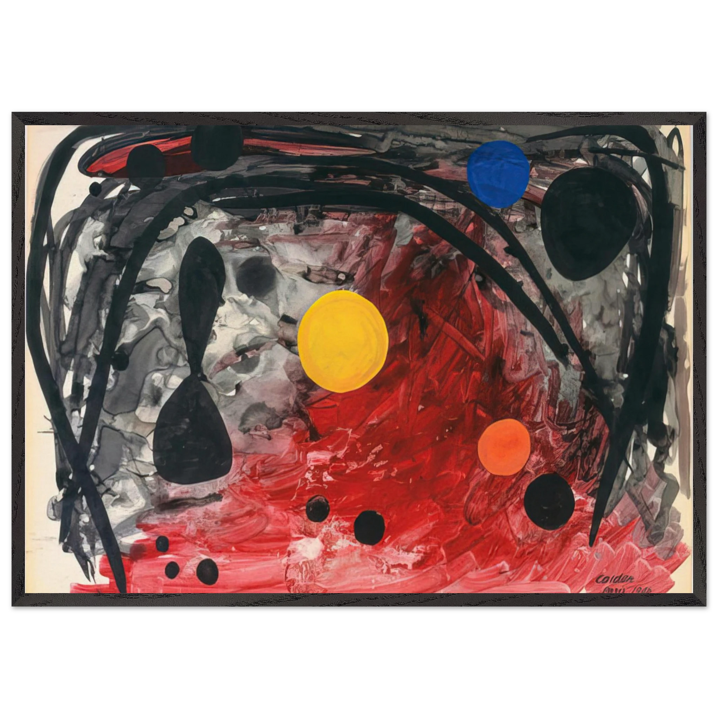 UNTITLED 1946 - Alexander Calder 70x100 cm / 28x40 inches Framed Art Print – Black Wooden Frame