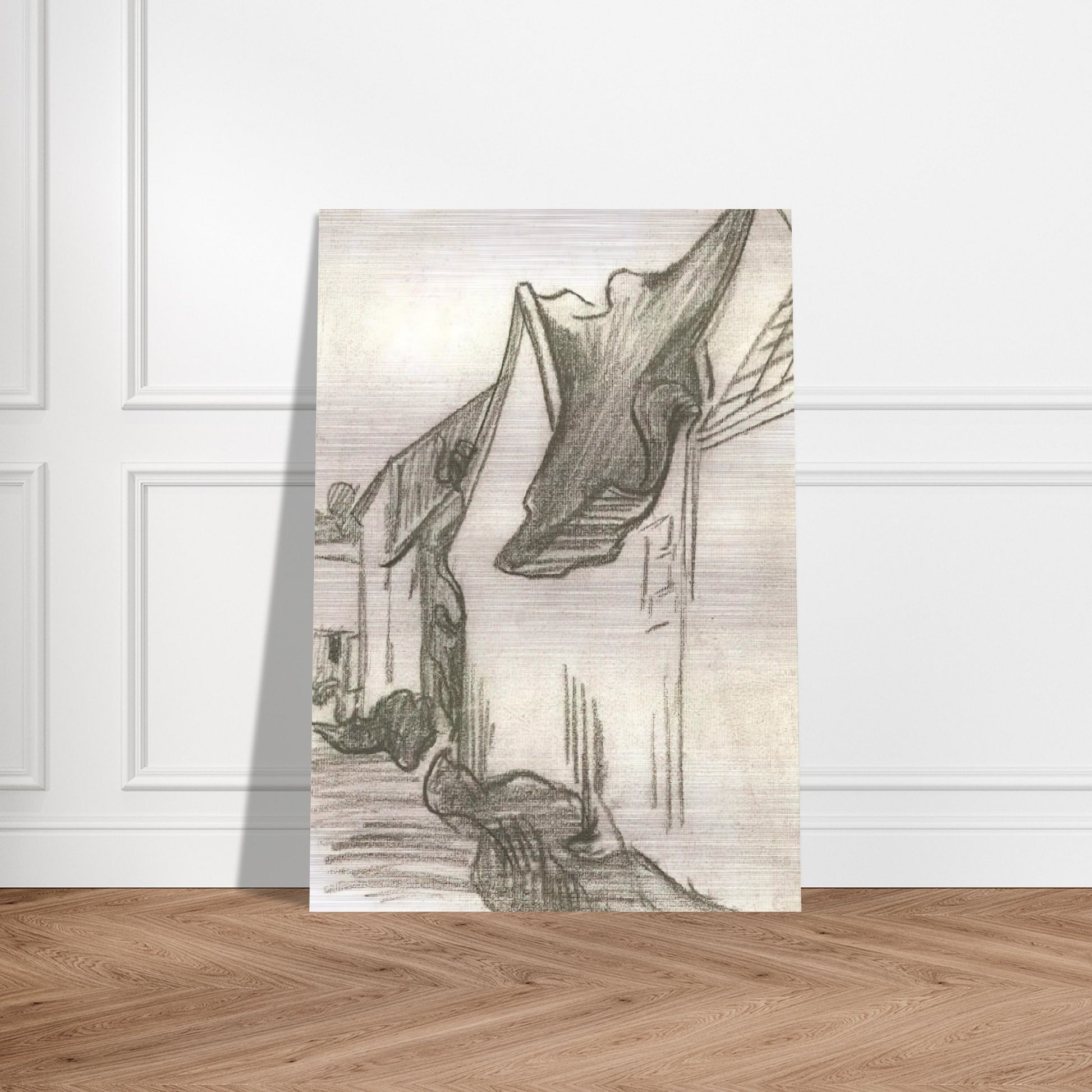 Village Street, Sketch - Vincent van Gogh Brushed Aluminum Print - 70x100 cm / 28x40 inches | Vincent van Gogh Aluminum Print | Vincent van Gogh Prints