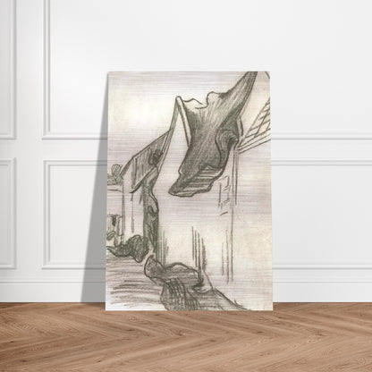 Village Street, Sketch - Vincent van Gogh Brushed Aluminum Print - 70x100 cm / 28x40 inches | Vincent van Gogh Aluminum Print | Vincent van Gogh Prints