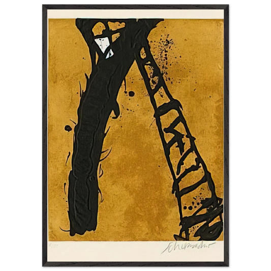 211990 - 1990 - Emil Schumacher 70x100 cm / 28x40 inches Framed Art Print – Black Wooden Frame