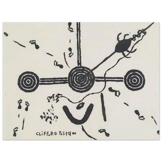 Clifford Possum Tjapaltjarri - NGARLU LOVE STORY - 1994  75x100 cm / 30x40inches Fine Art Poster