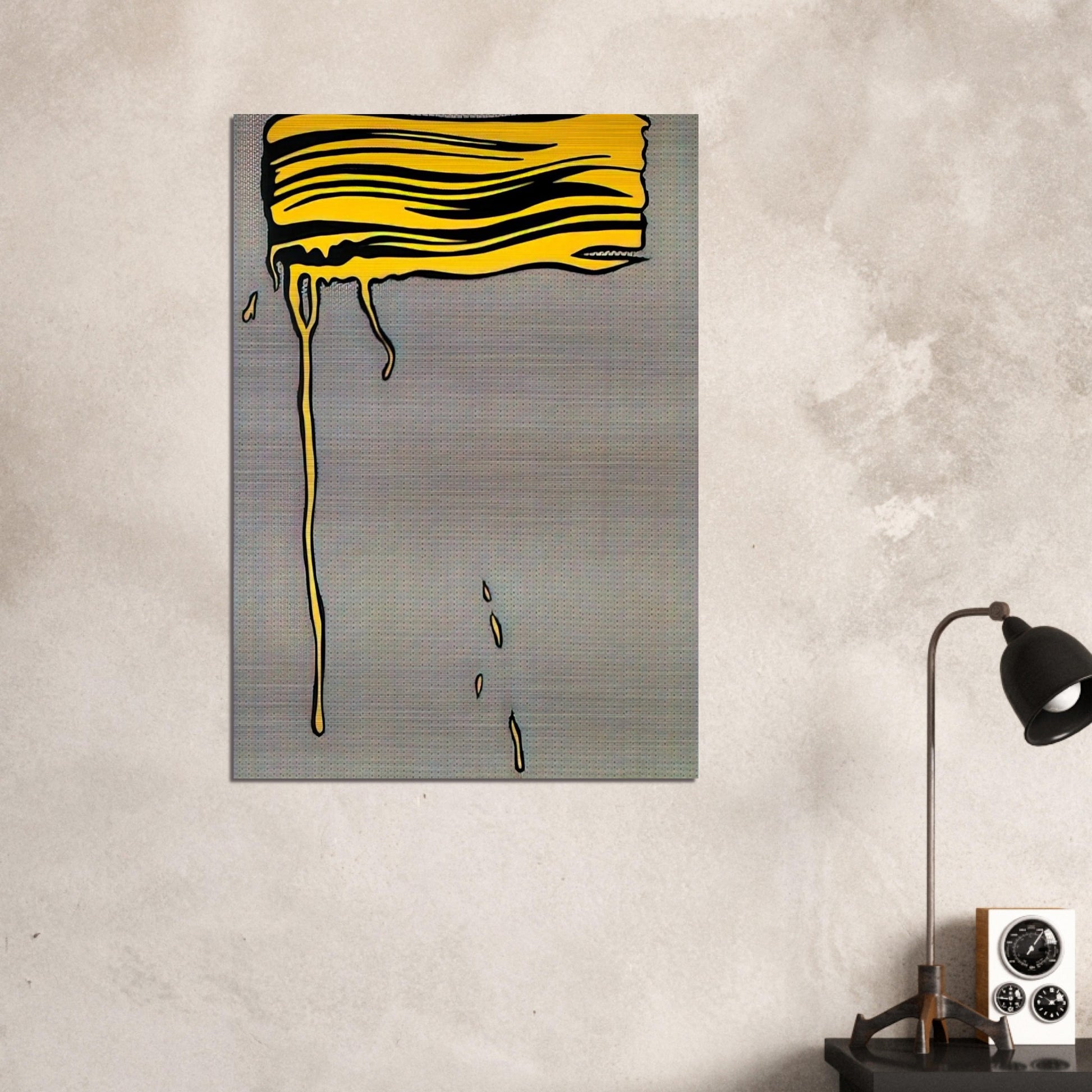 YELLOW BRUSHSTROKE I 1965 - Roy Lichtenstein Brushed Aluminum Print - 70x100 cm / 28x40 inches | Roy Lichtenstein Aluminum Print | Roy Lichtenstein Prints