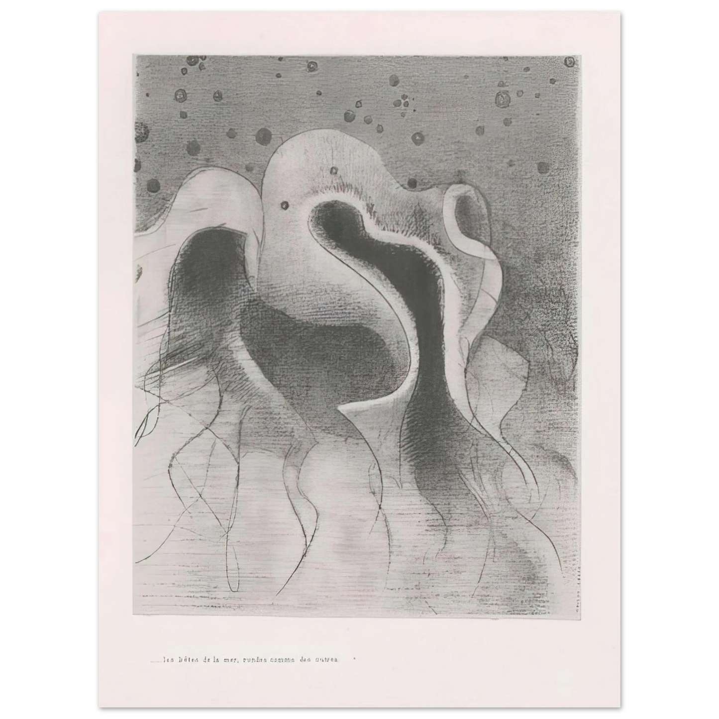 Odilon Redon - THE BEASTS OF THE SEA ROUND LIKE LEATHER BOTTLES PLATE 22 1896  75x100 cm / 30x40inches Fine Art Poster