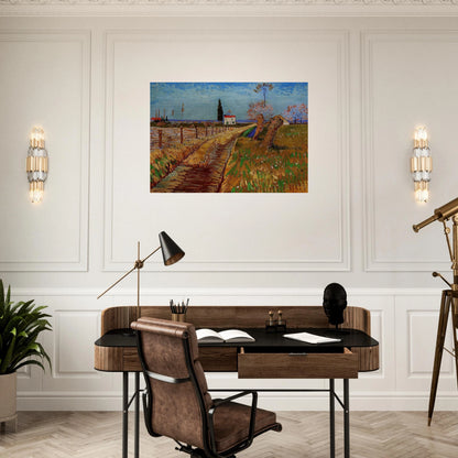 Path Through a Field with Willows - Vincent van Gogh Brushed Aluminum Print - 70x100 cm / 28x40 inches | Vincent van Gogh Aluminum Print | Vincent van Gogh Prints