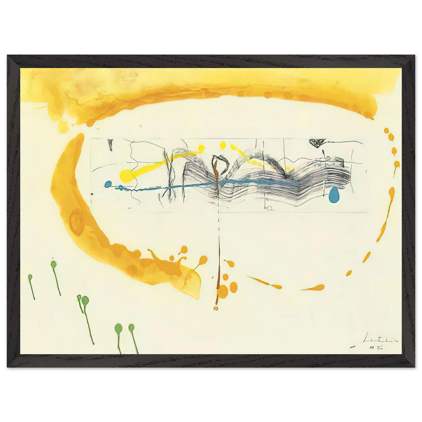 Helen Frankenthaler - Making Music - 2000 Wall art - 28x43  cm / XL (11x17 inches) - Premium Wooden Framed Poster With Fine Art Paper-canvas - Wood frame