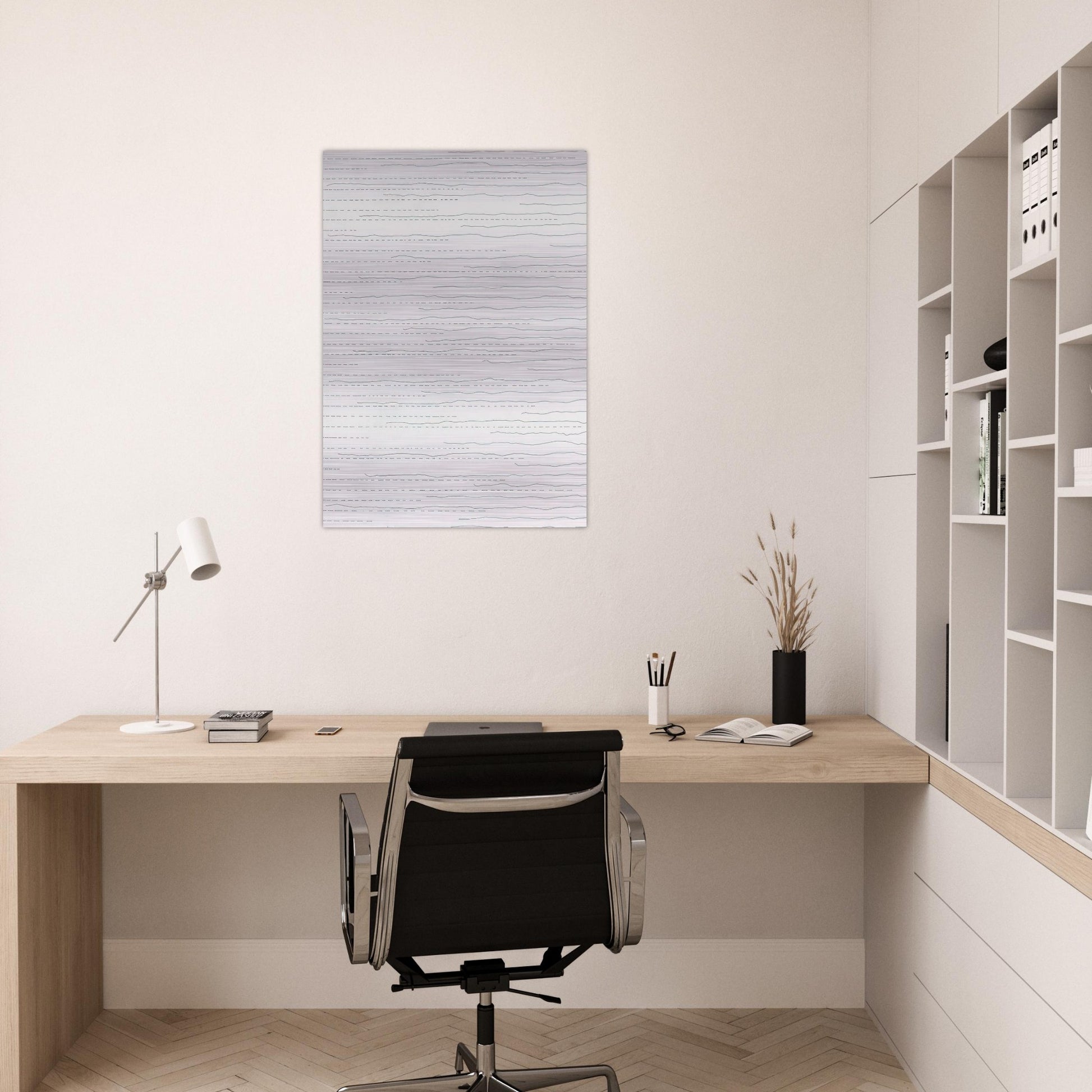 Alternate Not-Straight Lines From the Right Side and Broken Lines From the Left Side of Random Length - Sol LeWitt Brushed Aluminum Print - 70x100 cm / 28x40 inches | Sol LeWitt Aluminum Print | Sol LeWitt Prints