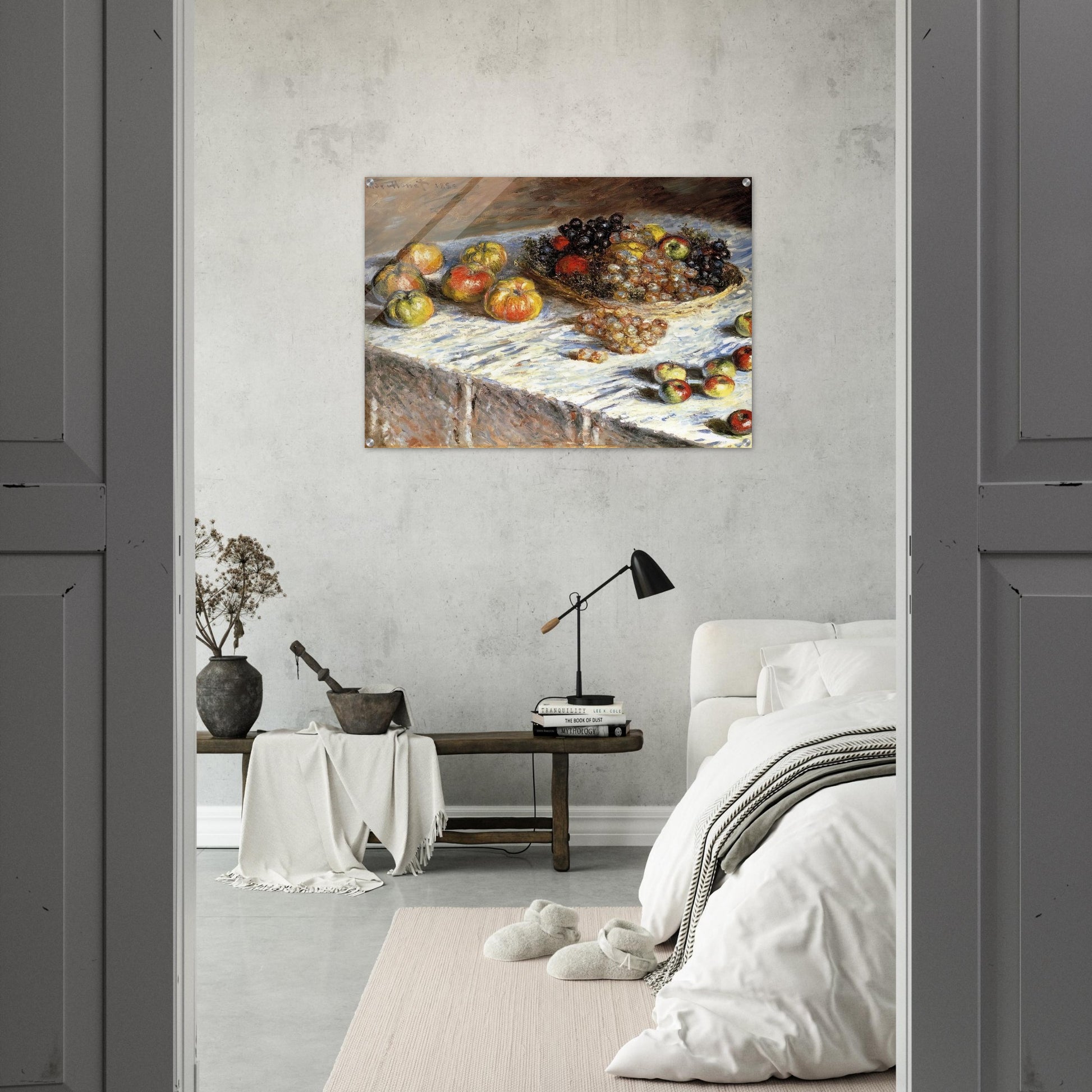 Still Life with Apples And Grapes - claude monet Acrylic Print - 70x100 cm / 28x40″ inches
