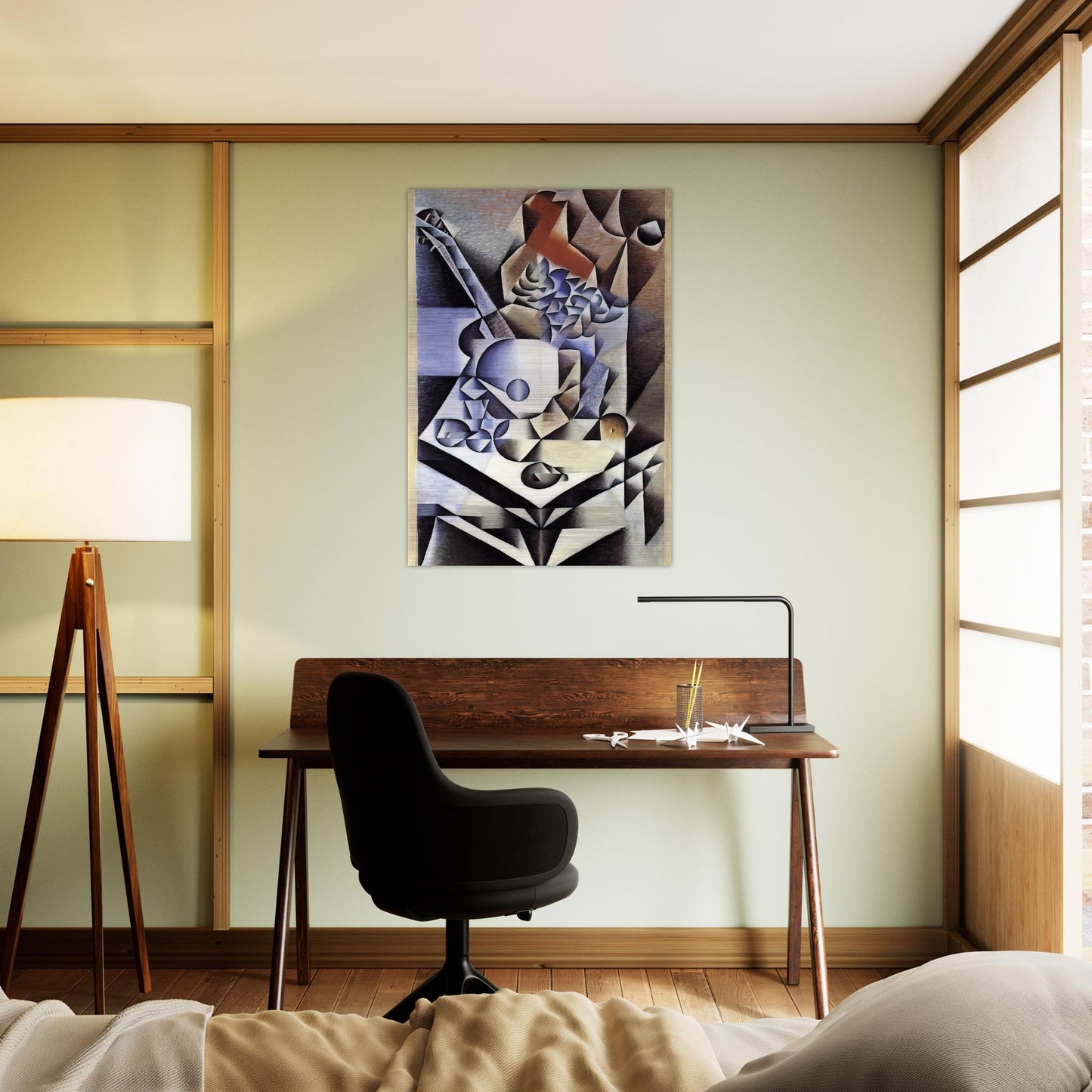 STILL LIFE WITH FLOWERS 1912 - Juan Gris Brushed Aluminum Print - 70x100 cm / 28x40 inches | Juan Gris Aluminum Print | Juan Gris Prints