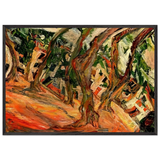 PLANE TREES AT CERET 1920 - Chaim Soutine 70x100 cm / 28x40 inches Framed Art Print – Black Wooden Frame