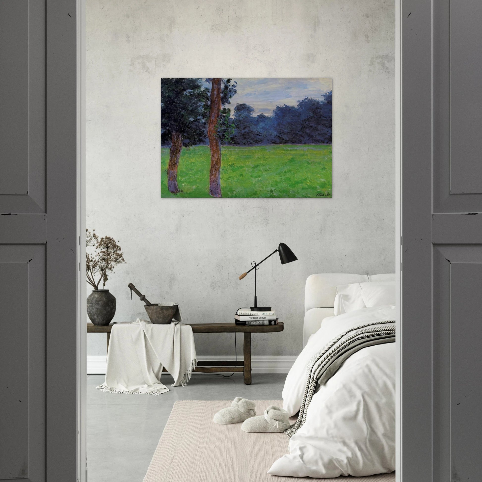 Two Trees in a Meadow - claude monet Brushed Aluminum Print - 70x100 cm / 28x40 inches | claude monet Aluminum Print | claude monet Prints