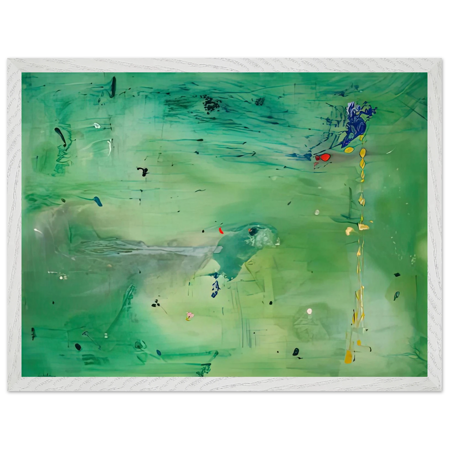 Helen Frankenthaler - A Green Thought in a Green Shade, 1981- Wall Art - 21x29.7 cm / 8x12" - Premium Wooden Framed Poster With Fine Art Paper-canvas - White frame