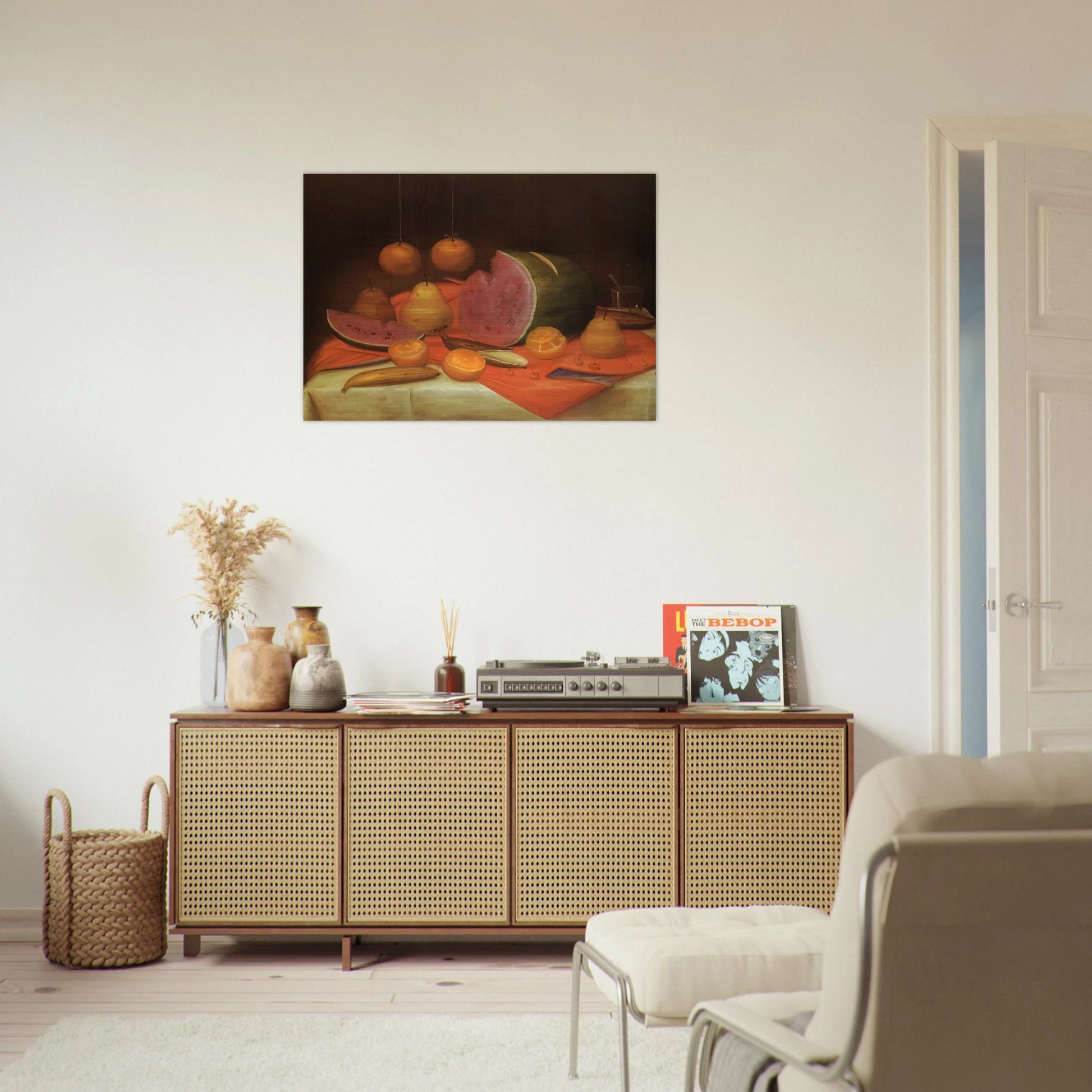 STILL LIFE WITH WATERMELON - Fernando Botero Brushed Aluminum Print - 70x100 cm / 28x40 inches | Fernando Botero Aluminum Print | Fernando Botero Prints
