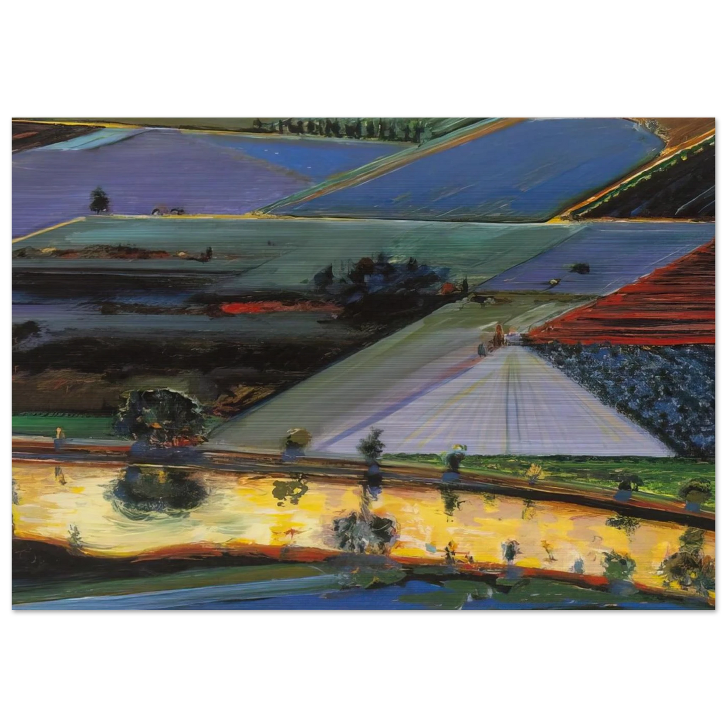 Farm Channel - 1996 - Wayne Thiebaud Brushed Aluminum Print - 70x100 cm / 28x40 inches | Wayne Thiebaud Aluminum Print | Wayne Thiebaud Prints