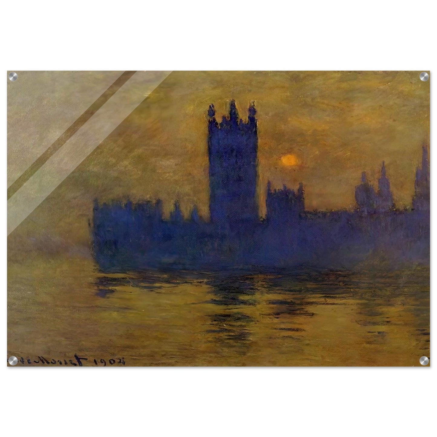Houses of Parliament, Sunset 02 - claude monet Acrylic Print - 70x100 cm / 28x40″ inches
