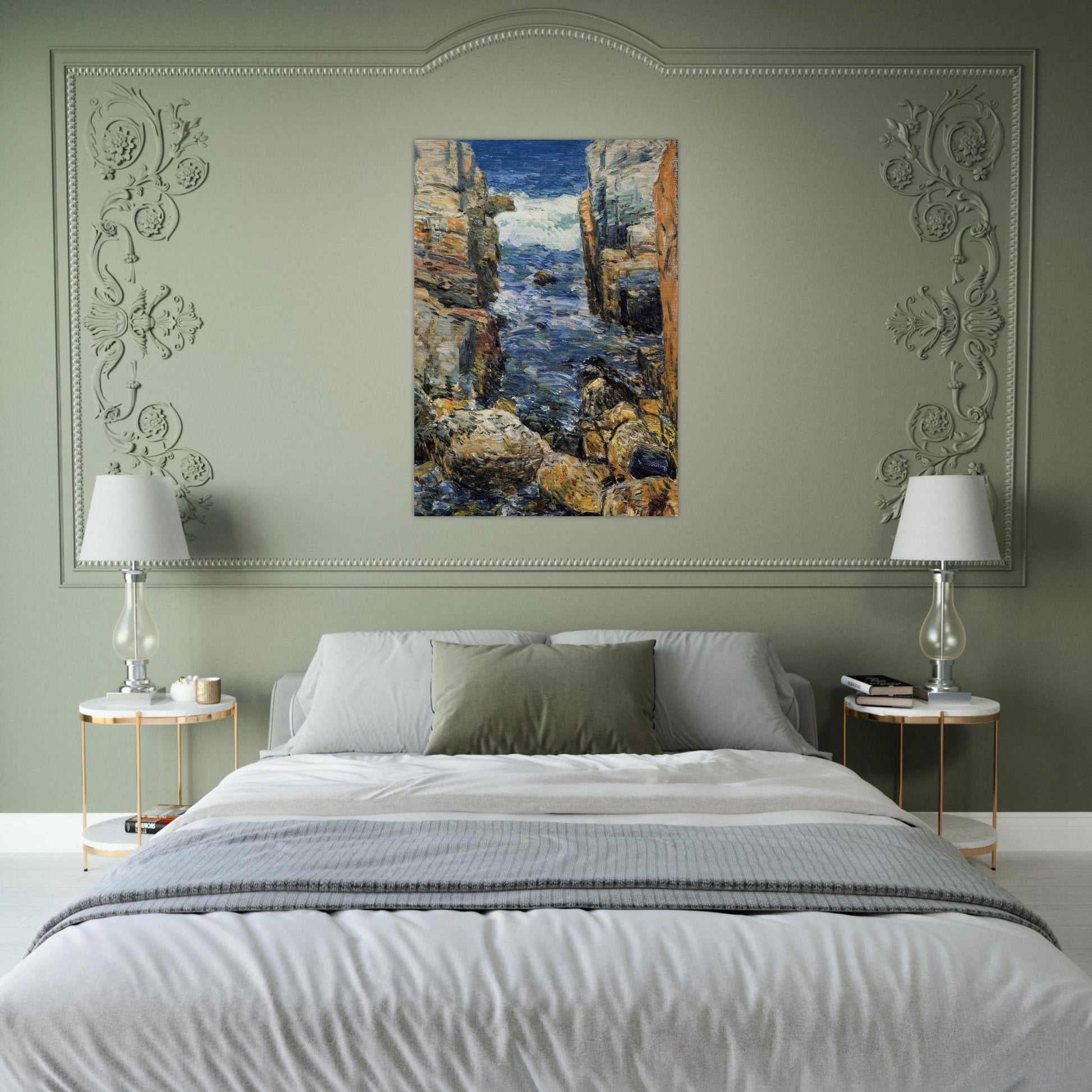 The South Gorge, Appledore, Isles of Shoals - Childe Hassam Brushed Aluminum Print - 70x100 cm / 28x40 inches | Childe Hassam Aluminum Print | Childe Hassam Prints