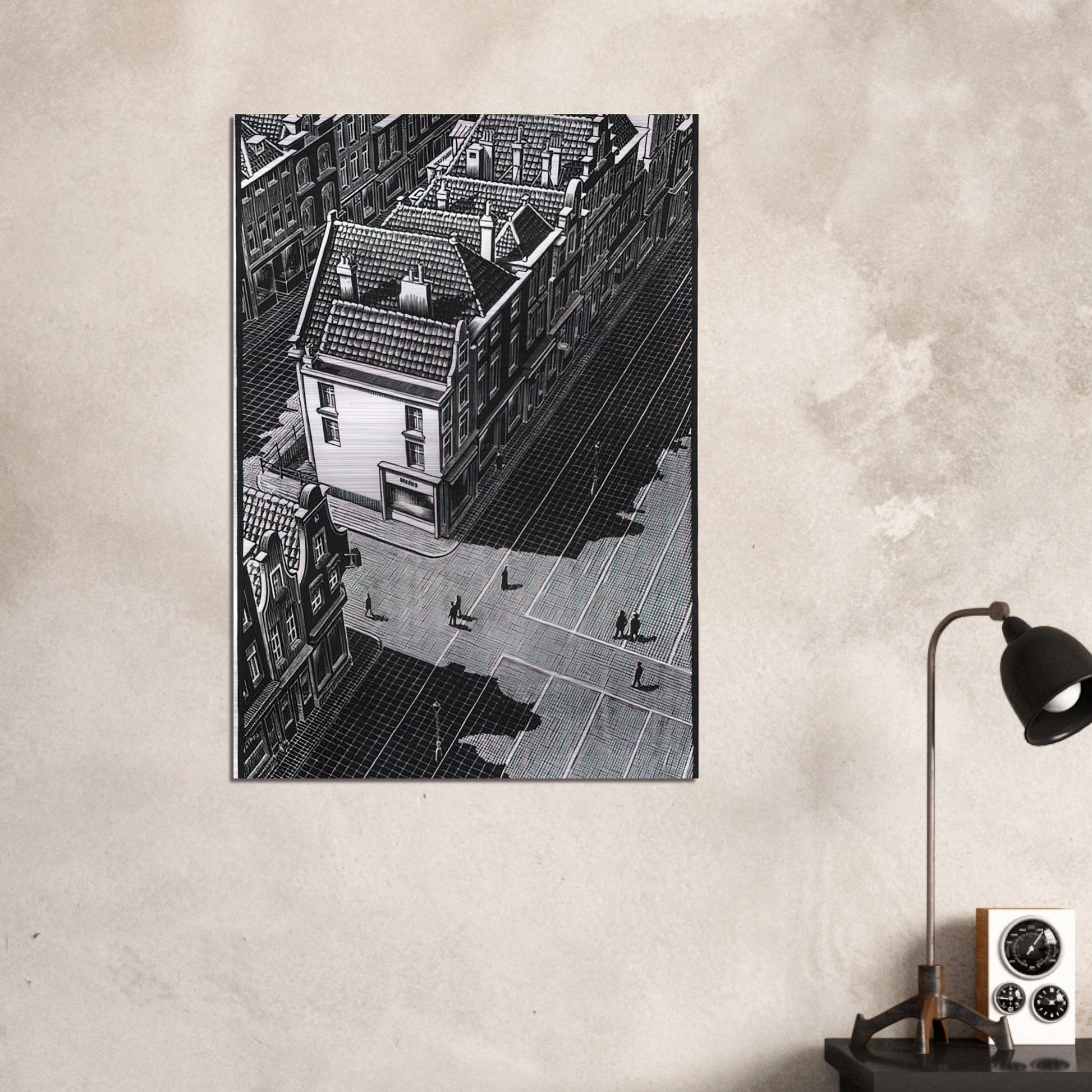 DELFT - MC Escher Brushed Aluminum Print - 70x100 cm / 28x40 inches | MC Escher Aluminum Print | MC Escher Prints | Maurits Cornelis Escher Prints