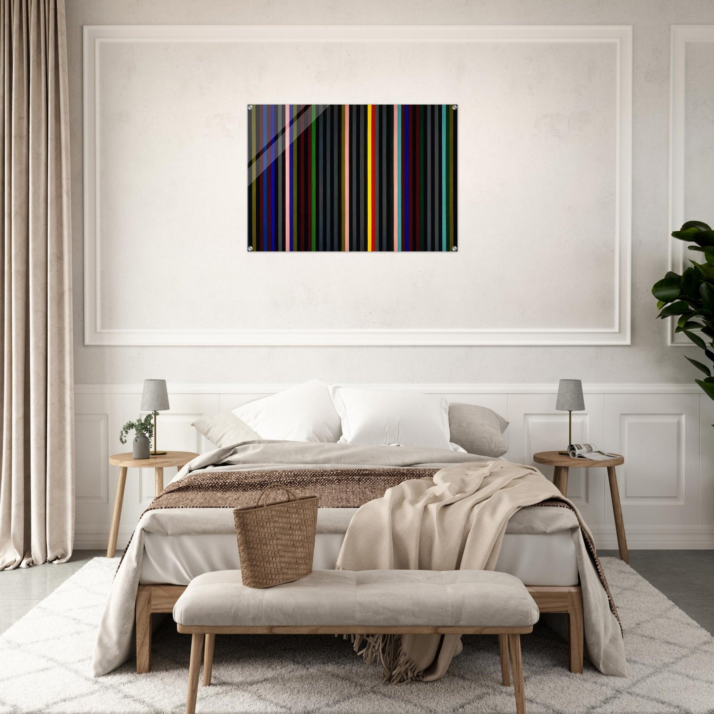 Black Grey Beat - 1964 - Gene Davis Acrylic Print - 70x100 cm / 28x40″ inches