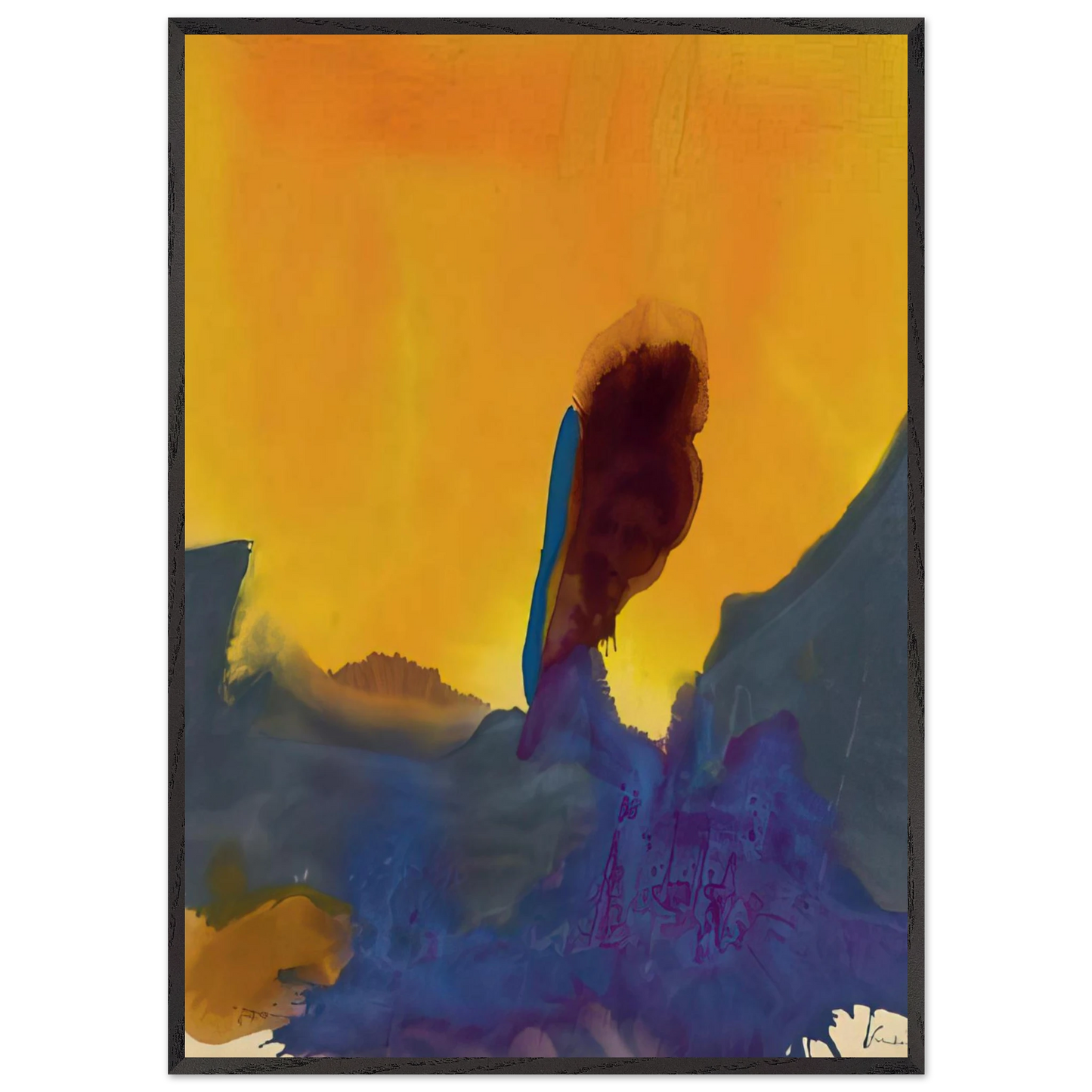 Helen Frankenthaler - Glow II - 1968 Wall art - 30x40 cm / 12x16 inches - Premium Wooden Framed Poster With Fine Art Paper-canvas - Wood frame