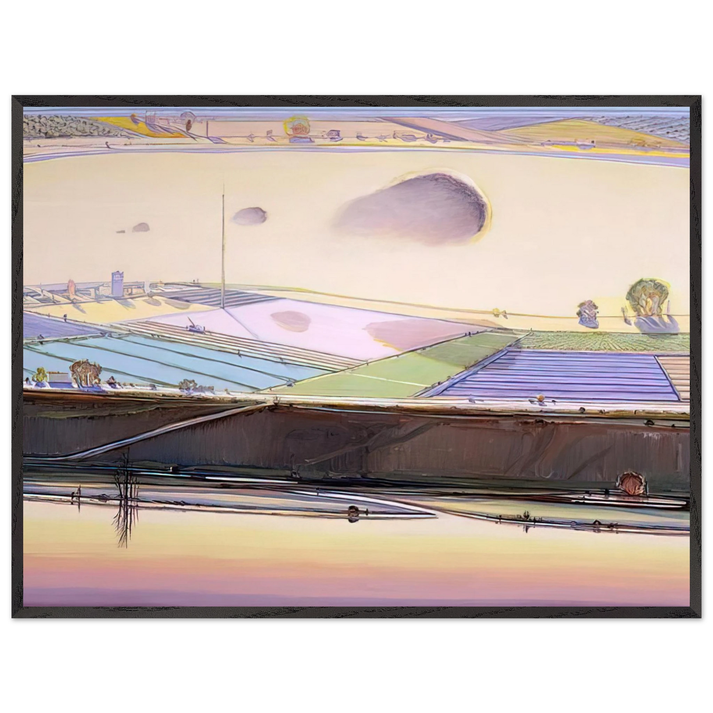 Wayne Thiebaud - River Cloud - 2002 Wall Art - 21x29.7 cm / 8x12" - Premium Wooden Framed Poster With Fine Art Paper - Wood frame