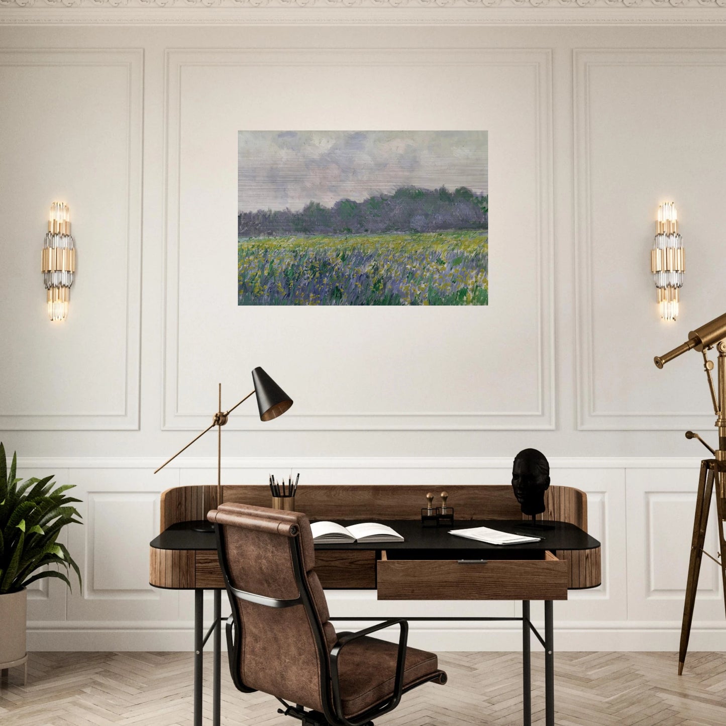 Field of Yellow Irises at Giverny - claude monet Brushed Aluminum Print - 70x100 cm / 28x40 inches | claude monet Aluminum Print | claude monet Prints
