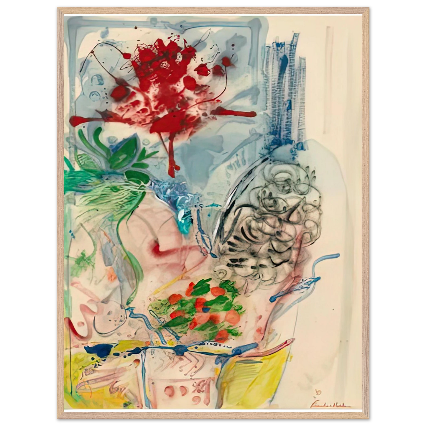 Helen Frankenthaler - LÃ¢â‚¬â„¢Amour Toujours LÃ¢â‚¬â„¢Amour, 1957- Wall Art - 30x40 cm / 12x16 inches - Premium Wooden Framed Poster With Fine Art Paper-canvas - White frame