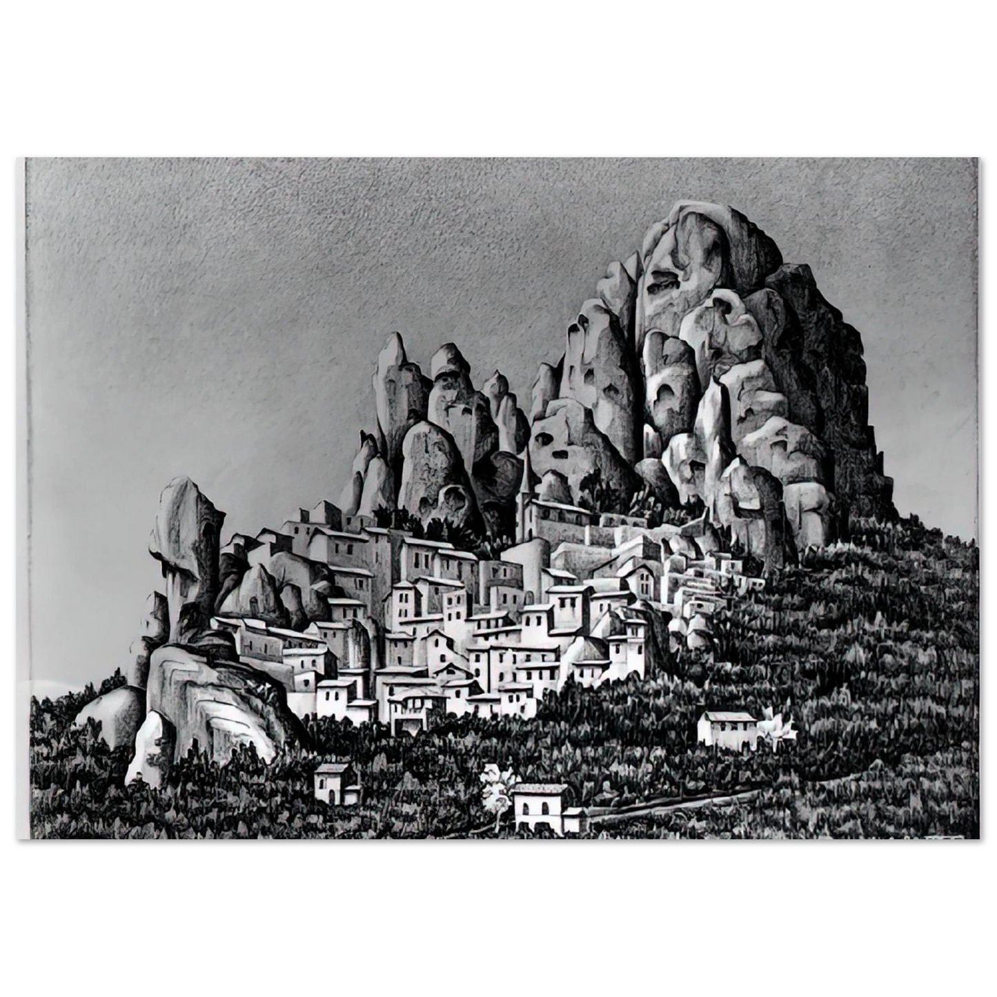 MC Escher - PENTEDATTIO CALABRIA OCTOBER 1930 1930 Wall Art - 60x80 cm / 24x32 inches - Premium Wooden Framed Poster With Fine Art Paper-canvas - Wood frame