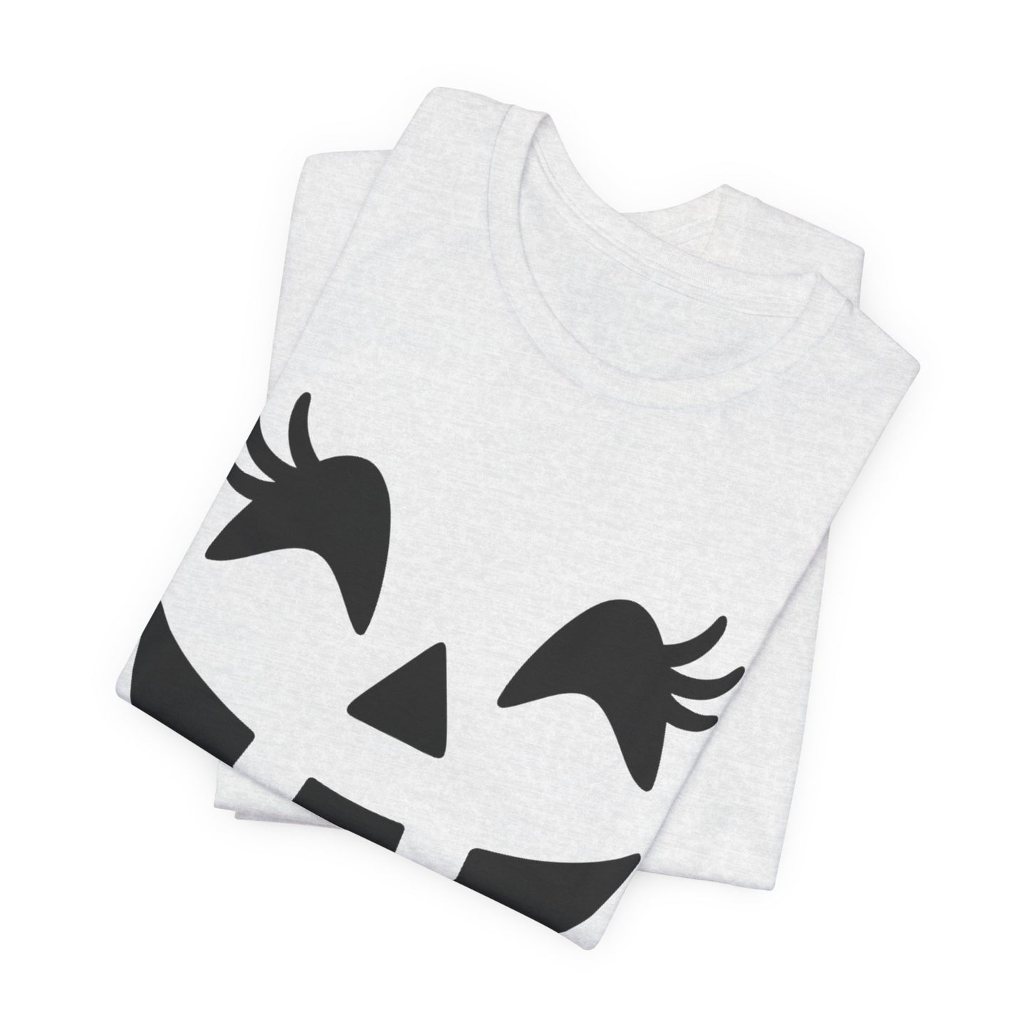 Camiseta de Halloween para mujer y niña con cara de Jack O'Lantern y pestañas de calabaza