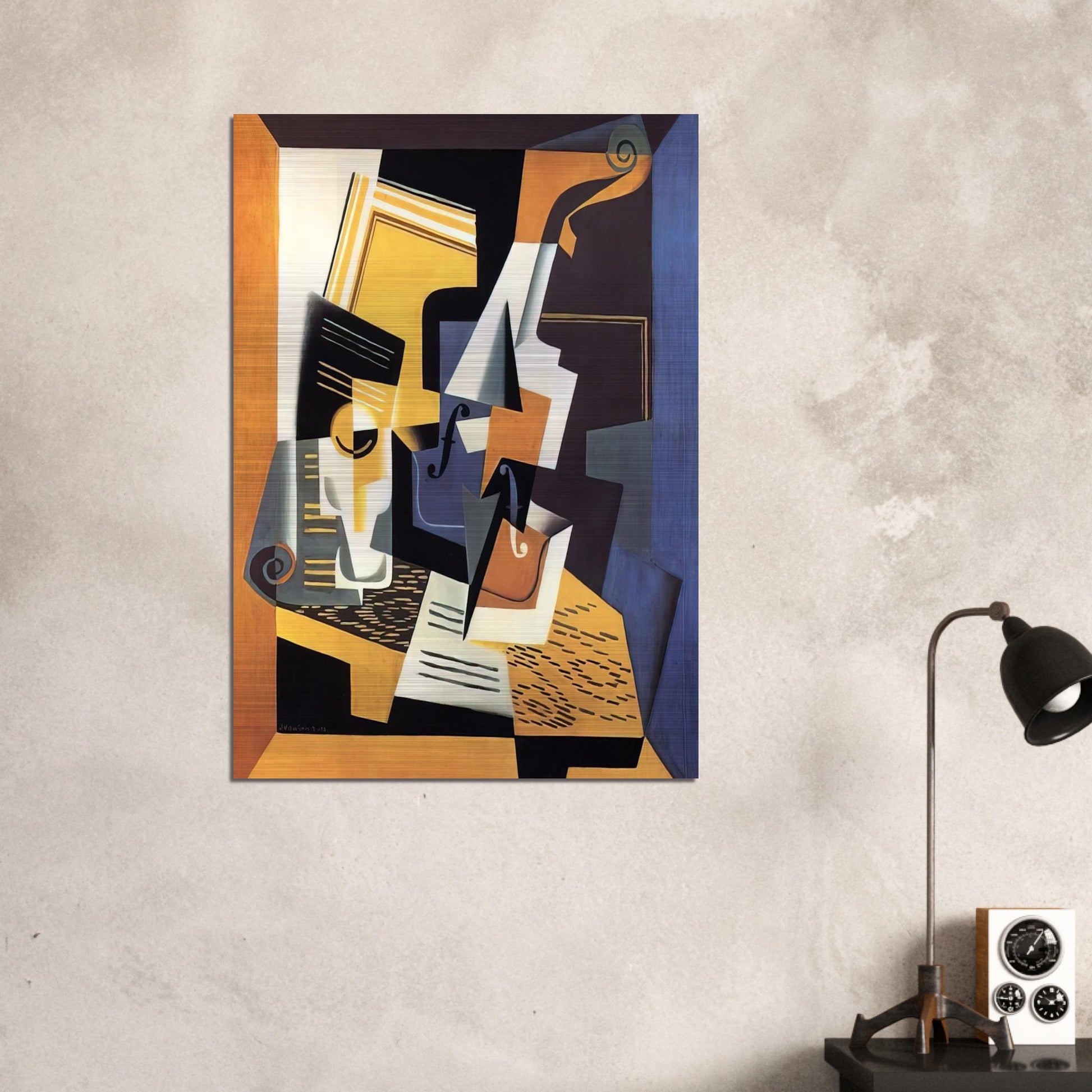 VIOLIN AND GLASS 1918 - Juan Gris Brushed Aluminum Print - 70x100 cm / 28x40 inches | Juan Gris Aluminum Print | Juan Gris Prints