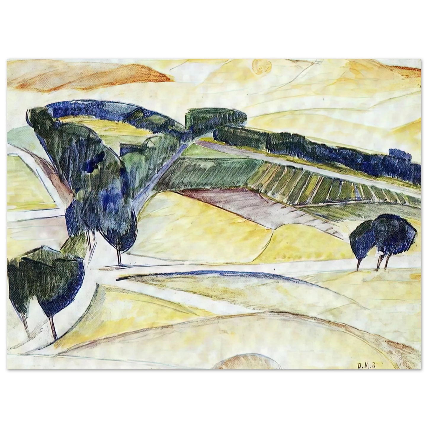 Diego Rivera - LANDSCAPE AT TOLEDO 1913  75x100 cm / 30x40inches Fine Art Poster