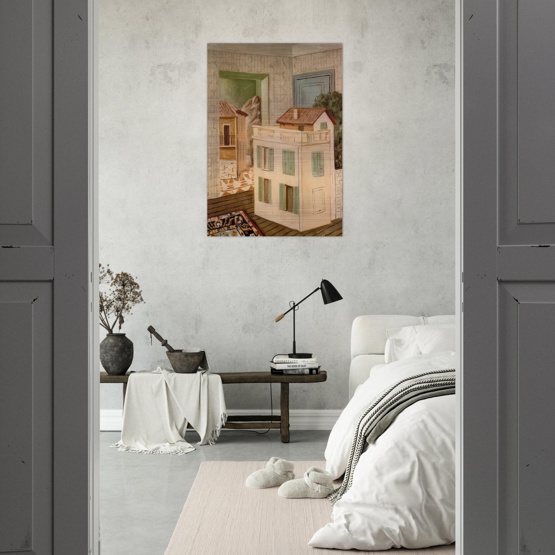 THE HOUSE IN THE HOUSE - Giorgio de Chirico Brushed Aluminum Print - 70x100 cm / 28x40 inches | Giorgio de Chirico Aluminum Print | Giorgio de Chirico Prints
