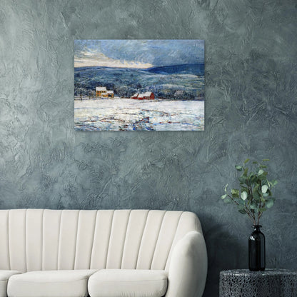 Winter in the Connecticut Hills - Childe Hassam Brushed Aluminum Print - 70x100 cm / 28x40 inches | Childe Hassam Aluminum Print | Childe Hassam Prints