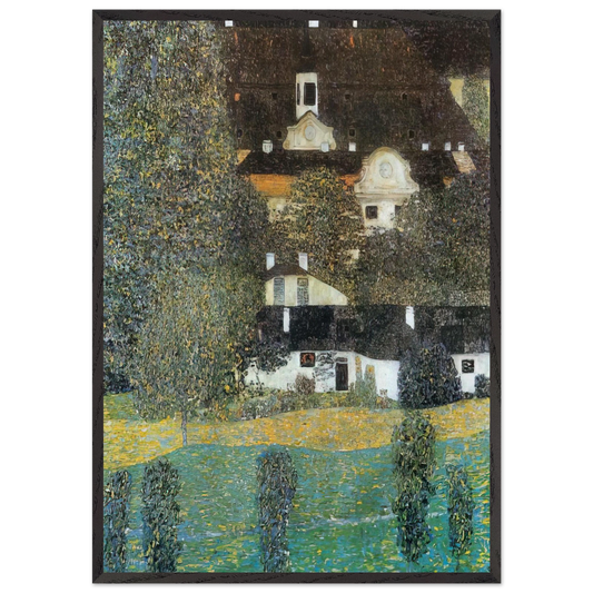 SCHLOSS KAMMER AM ATTERSEE II 1909 - Gustav Klimt 70x100 cm / 28x40 inches Framed Art Print – Black Wooden Frame